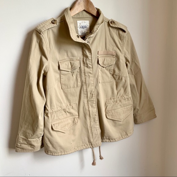 🆕 IZOD Khaki Semi-Fitted  Zip Up Utility Jacket - Picture 1 of 7